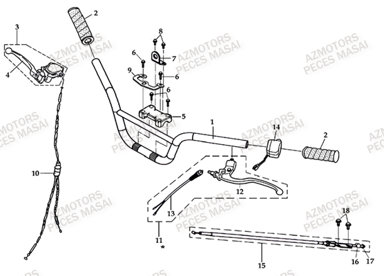 Guidon MASAI Pièces Quad K50S