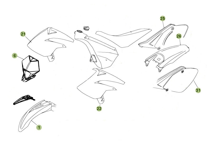 [2010 11] Kit Plastiques Rr Enduro 50 AZMOTORS KIT CARENAGES BETA 50