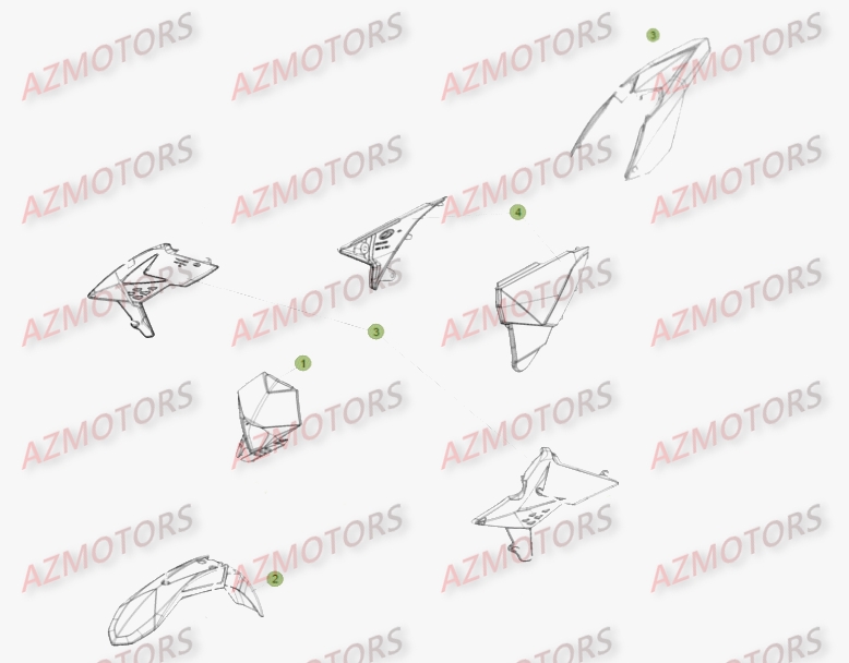 [my13 2016] Kit 7 Plastiques Rr 2t 250 300 AZMOTORS 