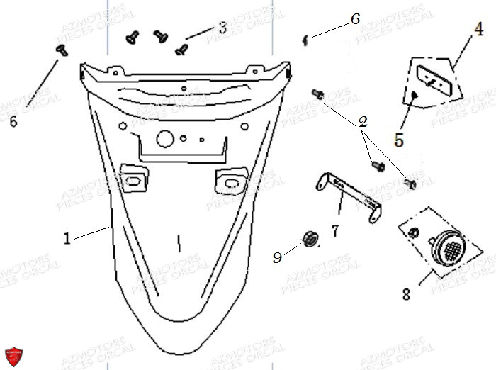 Bavette Arriere ORCAL Pièces Orcal KITE 50cc 4T Euro 3
