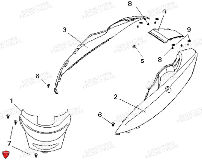 Carenages Aile Arriiere ORCAL Pièces Orcal KITE 50cc 4T Euro 3
