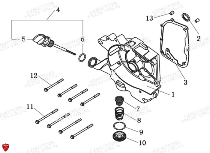 Carter Droit ORCAL Pièces Orcal KITE 50cc 4T Euro 3
