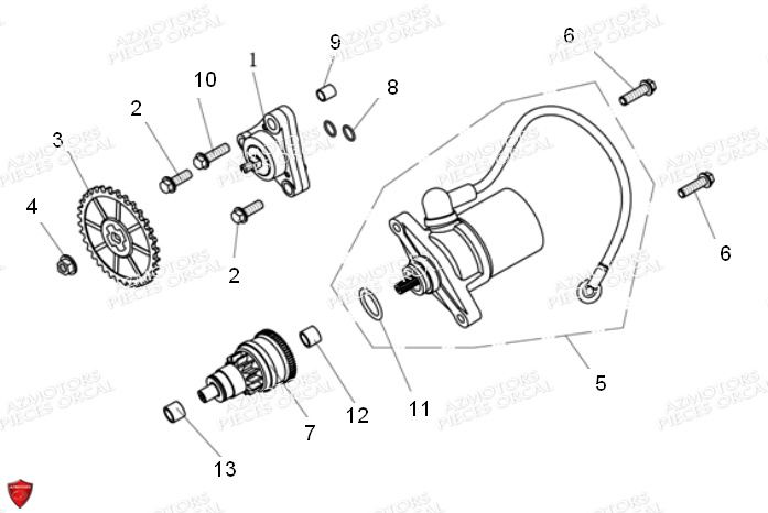 Demarreur ORCAL Pièces Orcal KITE 50cc 4T Euro 3
