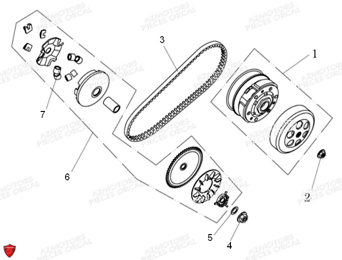 Embrayage Variateur ORCAL Pièces Orcal KITE 50cc 4T Euro 3
