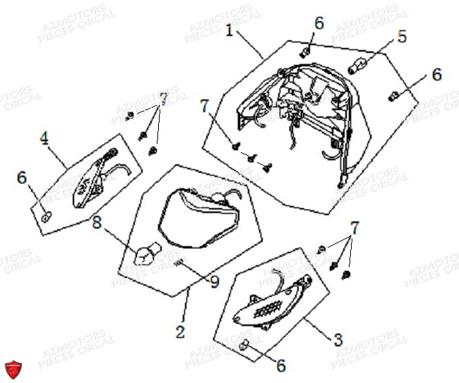 Feu Arriere Phare ORCAL Pièces Orcal KITE 50cc 4T Euro 3
