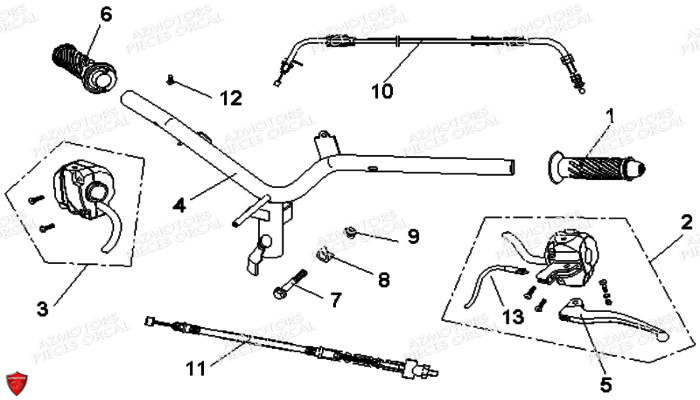 Guidon Kite 50 ORCAL Pièces Orcal KITE 50cc 4T Euro 3
