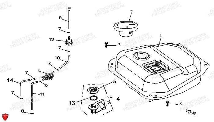 Reservoir A Carburant ORCAL Pièces Orcal KITE 50cc 4T Euro 3
