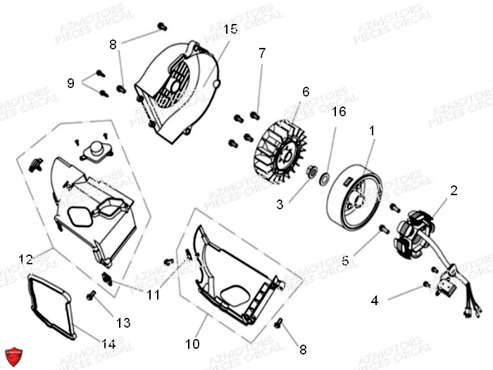 Rotor Stator ORCAL Pièces Orcal KITE 50cc 4T Euro 3
