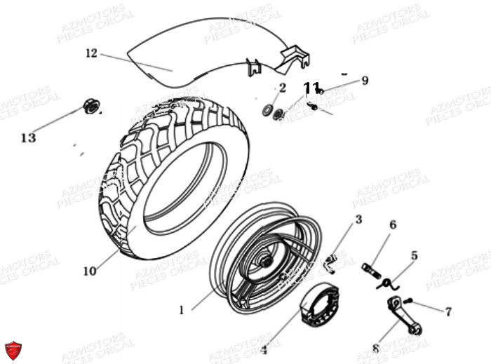 Roue Arriere ORCAL Pièces Orcal KITE 50cc 4T Euro 3
