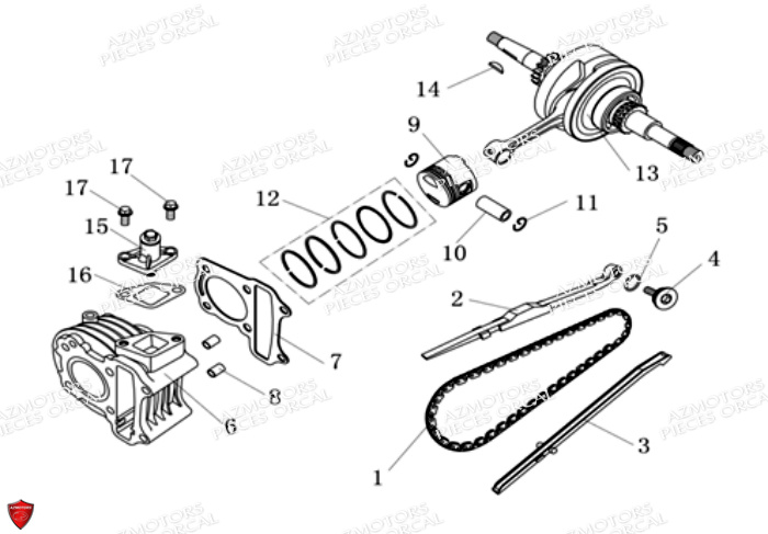 Vilebrequin Chaine Distribution ORCAL Pièces Orcal KITE 50cc 4T Euro 3
