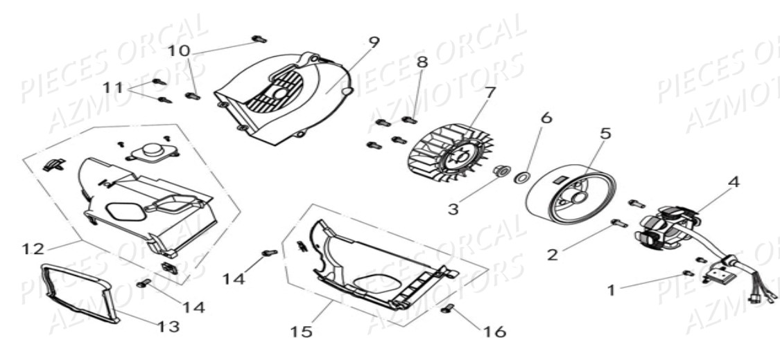 Allumage Stator Rotor ORCAL Pièces Orcal KITE 50cc 4T Euro4