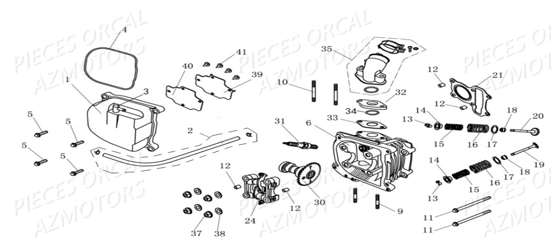 Culasse Bougie ORCAL Pièces Orcal KITE 50cc 4T Euro4