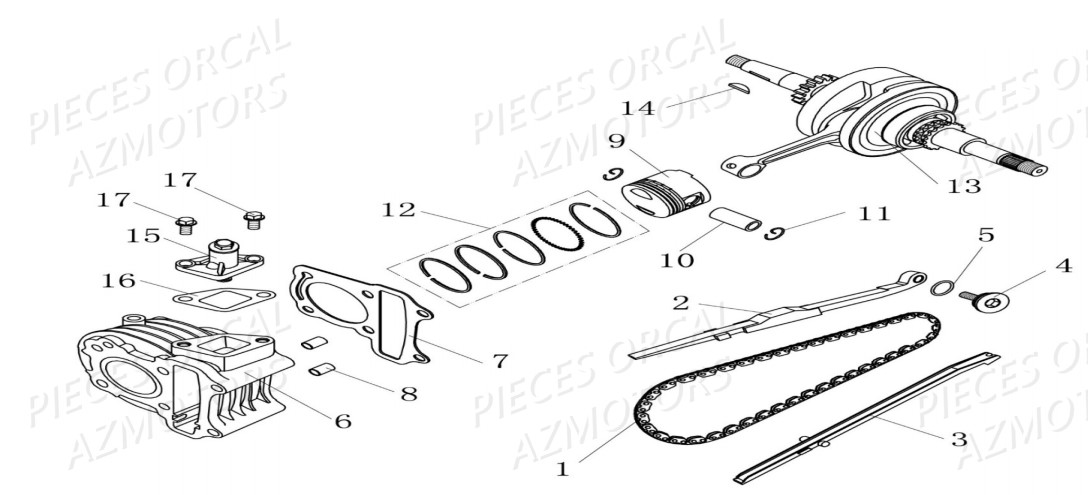 Cylindre Piston ORCAL Pièces Orcal KITE 50cc 4T Euro4