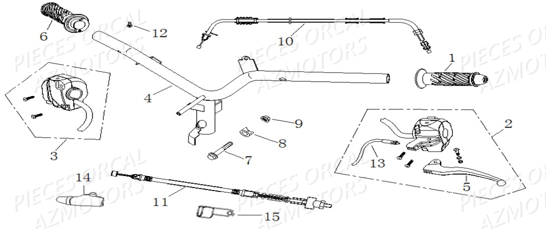 Guidon Cables ORCAL Pièces Orcal KITE 50cc 4T Euro4