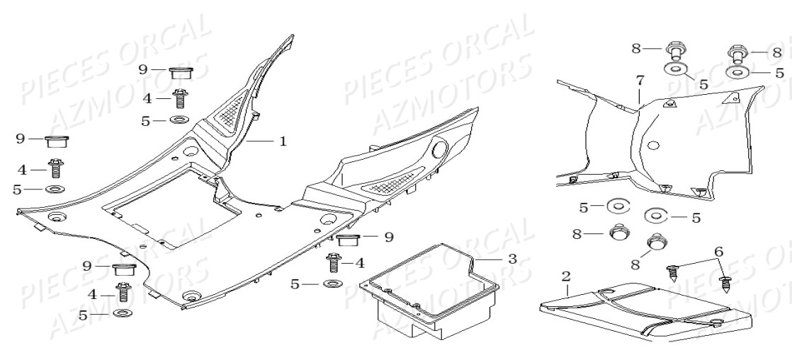 Plancher ORCAL Pièces Orcal KITE 50cc 4T Euro4