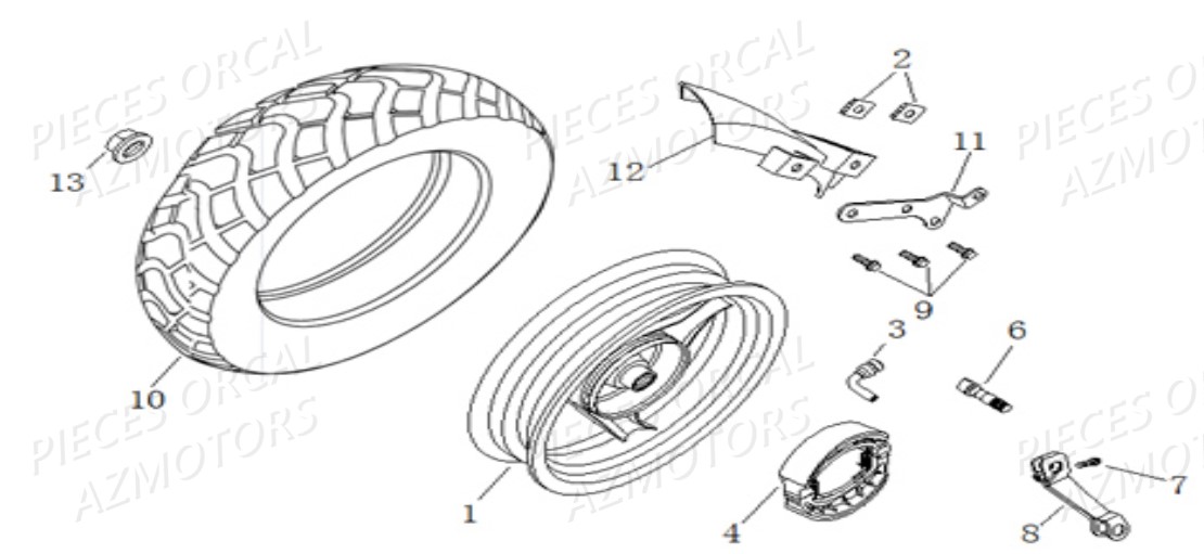 Roue Arriere ORCAL Pièces Orcal KITE 50cc 4T Euro4