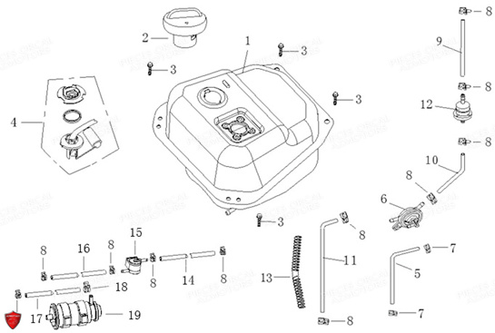 Reservoir Carburant ORCAL Pièces Orcal KITE 50cc 4T Euro5