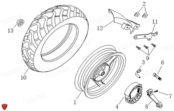Roue Freinage Arriere ORCAL Pièces Orcal KITE 50cc 4T Euro5