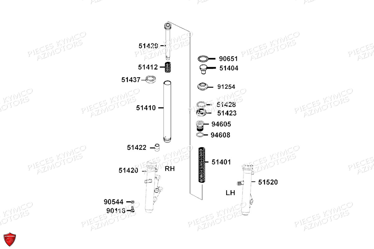 Batons De Fourche Detail KYMCO Pièces KRV 200 4T EURO 5 (SA35AC)