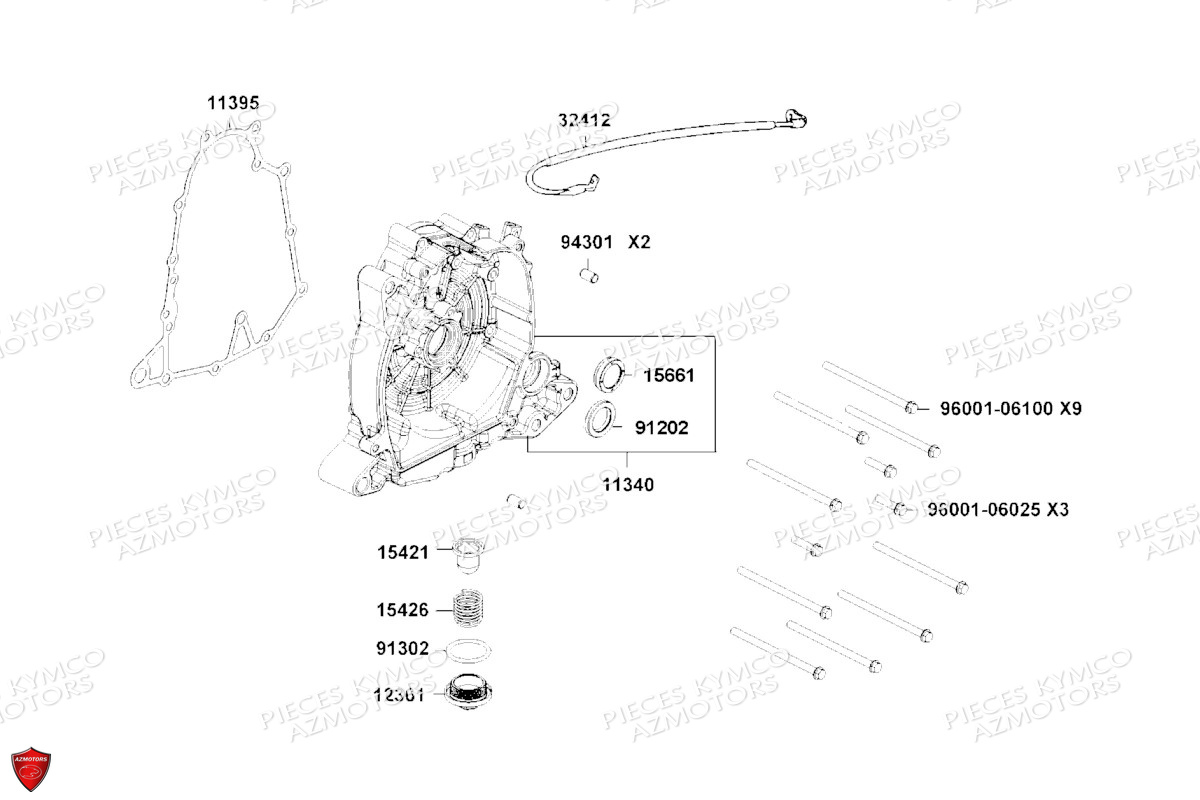 CARTER_GAUCHE KYMCO Pièces SCOOTER KYMCO KRV 200 4T EURO 5 (SA35AC)