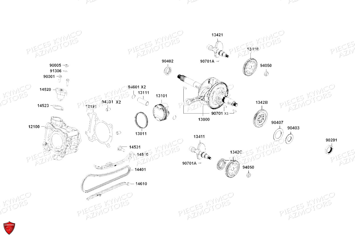 Cylindre Piston KYMCO Pièces KRV 200 4T EURO 5 (SA35AC)
