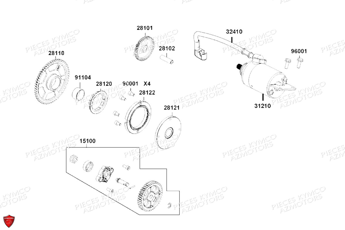Demarreur Pompe A Huile KYMCO Pièces KRV 200 4T EURO 5 (SA35AC)
