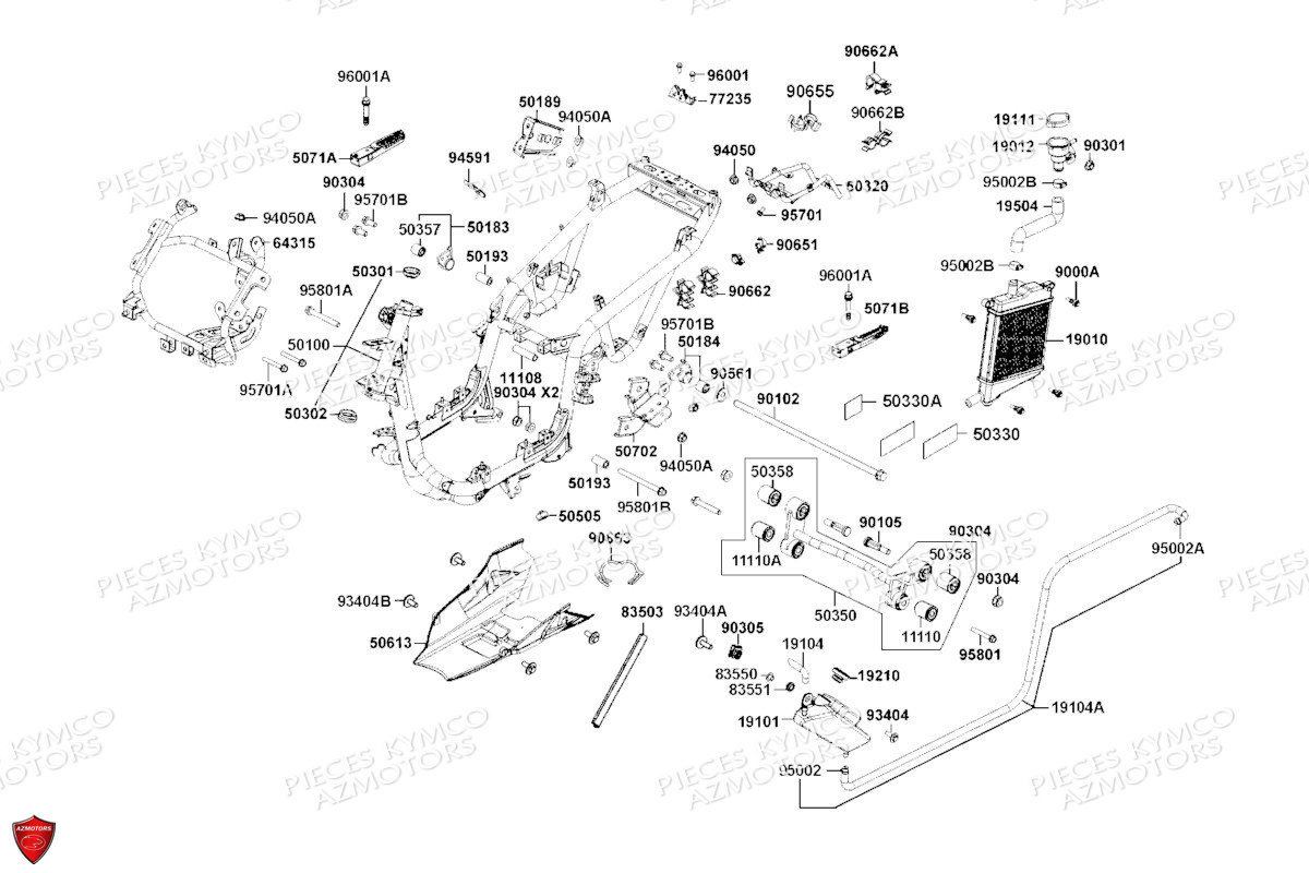 REFROIDISSEMENT_CHASSIS KYMCO Pièces SCOOTER KYMCO KRV 200 4T EURO 5 (SA35AC)