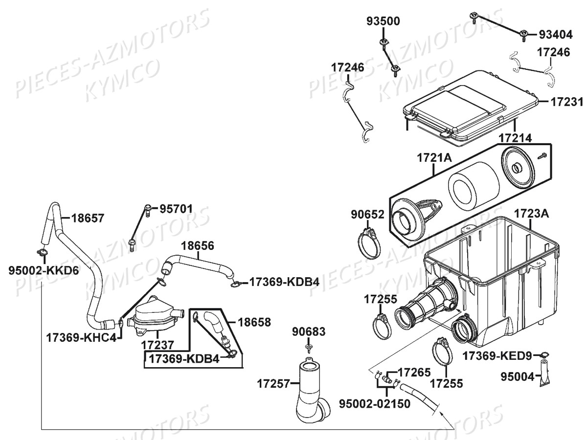 Boite A Air KYMCO Pièces KXR 250 / MAXXER 250 4T EURO2 (LA50AA/AD/AE)