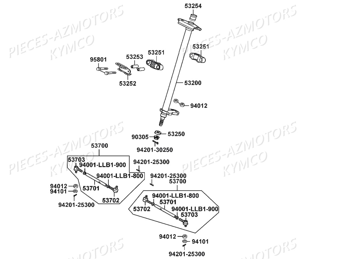 Colonne De Direction KYMCO Pièces KXR 250 / MAXXER 250 4T EURO2 (LA50AA/AD/AE)