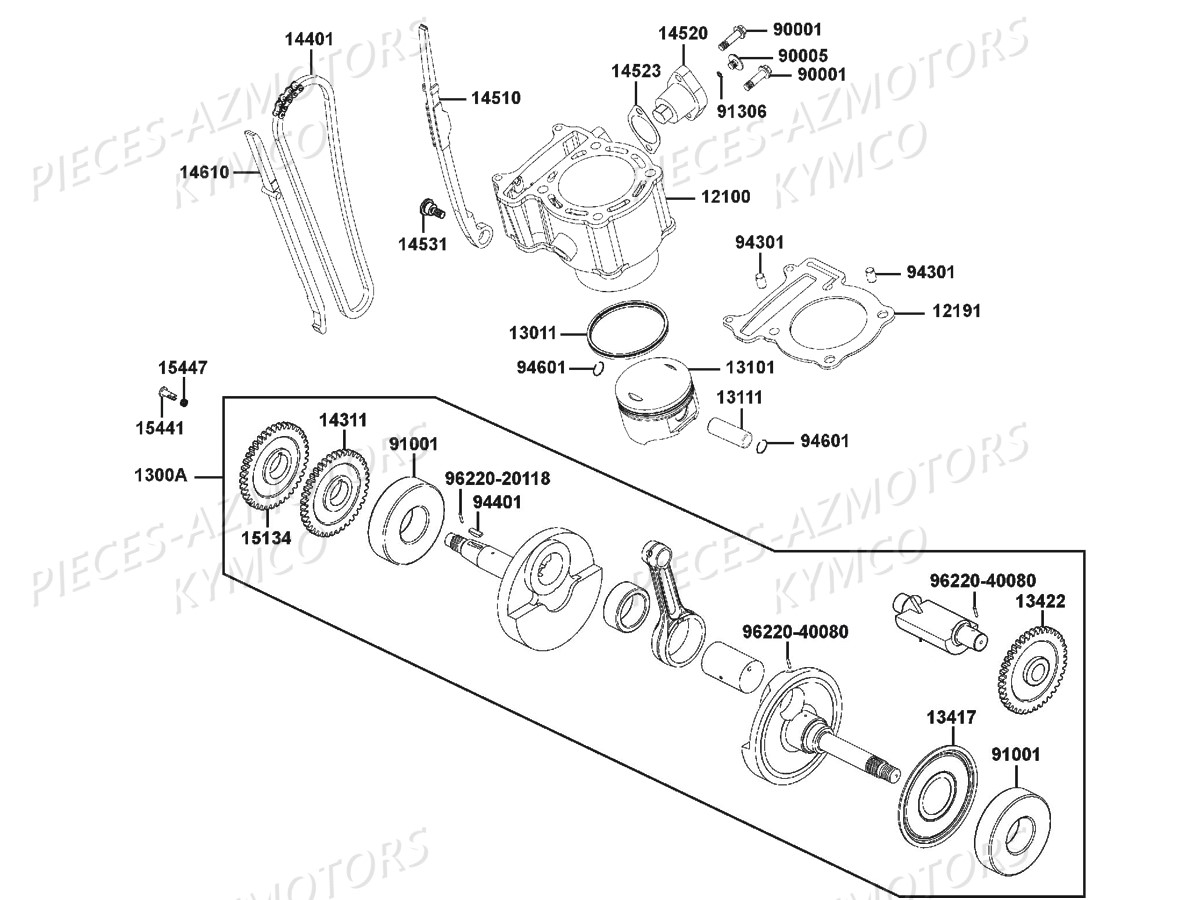 CYLINDRE PISTON KYMCO KXR 250 MAXXER