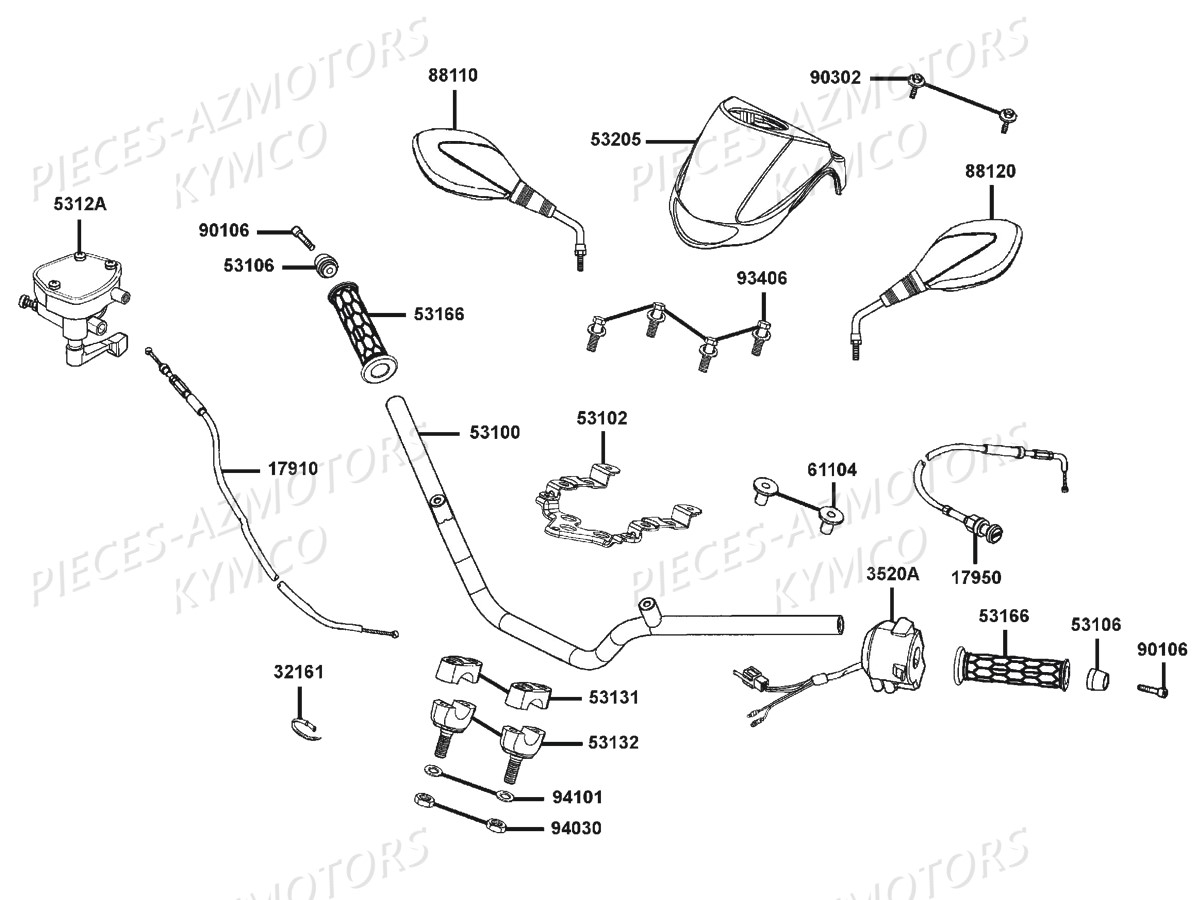 GUIDON KYMCO Pièces Quad Kymco KXR/MAXXER 250

MAXXER 250,KXR 250(CHASSIS RFBL30000),CHASSIS RFBL30010),(CHASSIS RFBL30040),(CHASSIS RFBL30050)