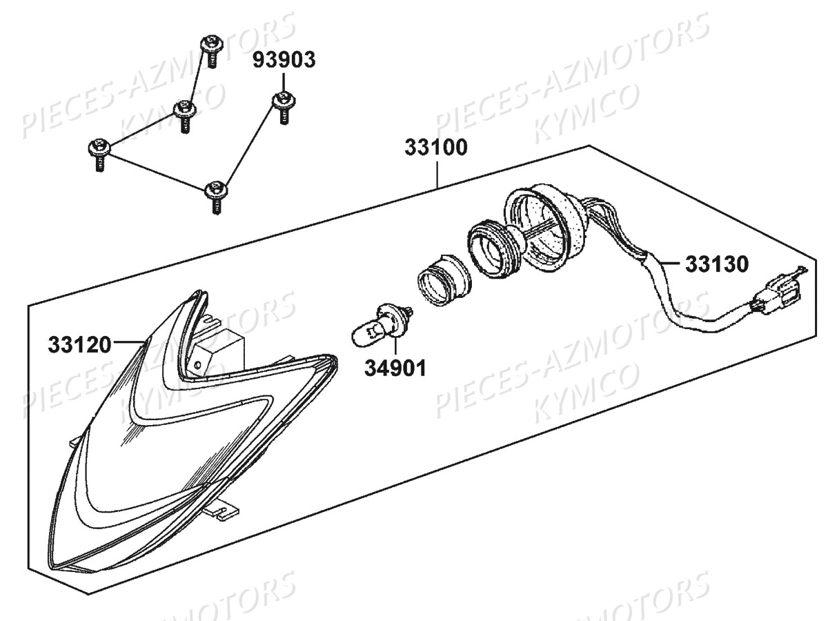 Phare KYMCO Pièces KXR 250 / MAXXER 250 4T EURO2 (LA50AA/AD/AE)