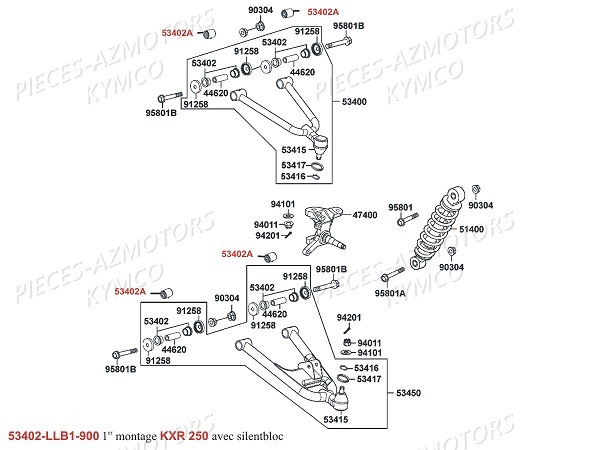 Suspension Avant Droit KYMCO Pièces KXR 250 / MAXXER 250 4T EURO2 (LA50AA/AD/AE)