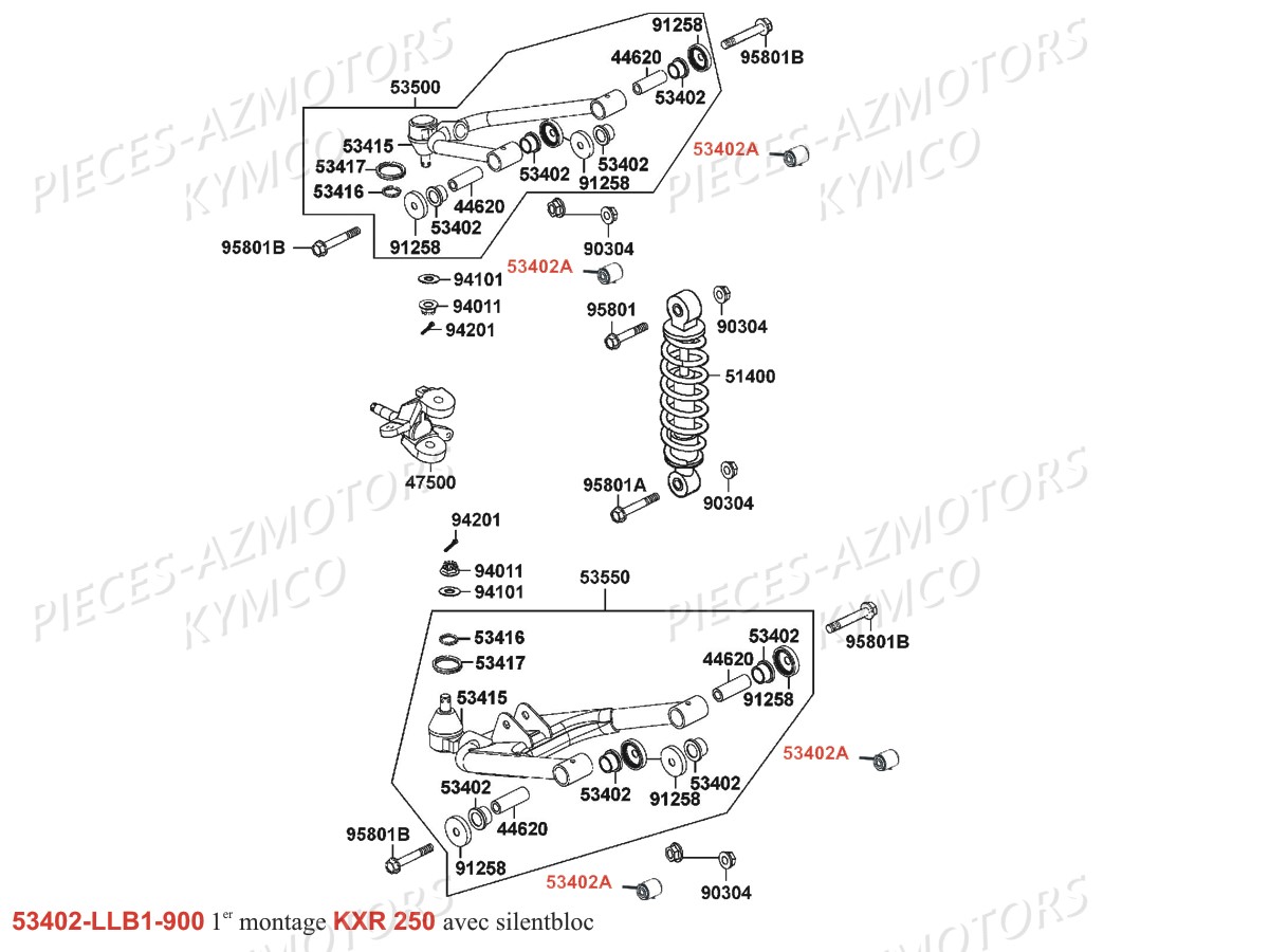 Suspension Avant Gauche KYMCO Pièces KXR 250 / MAXXER 250 4T EURO2 (LA50AA/AD/AE)