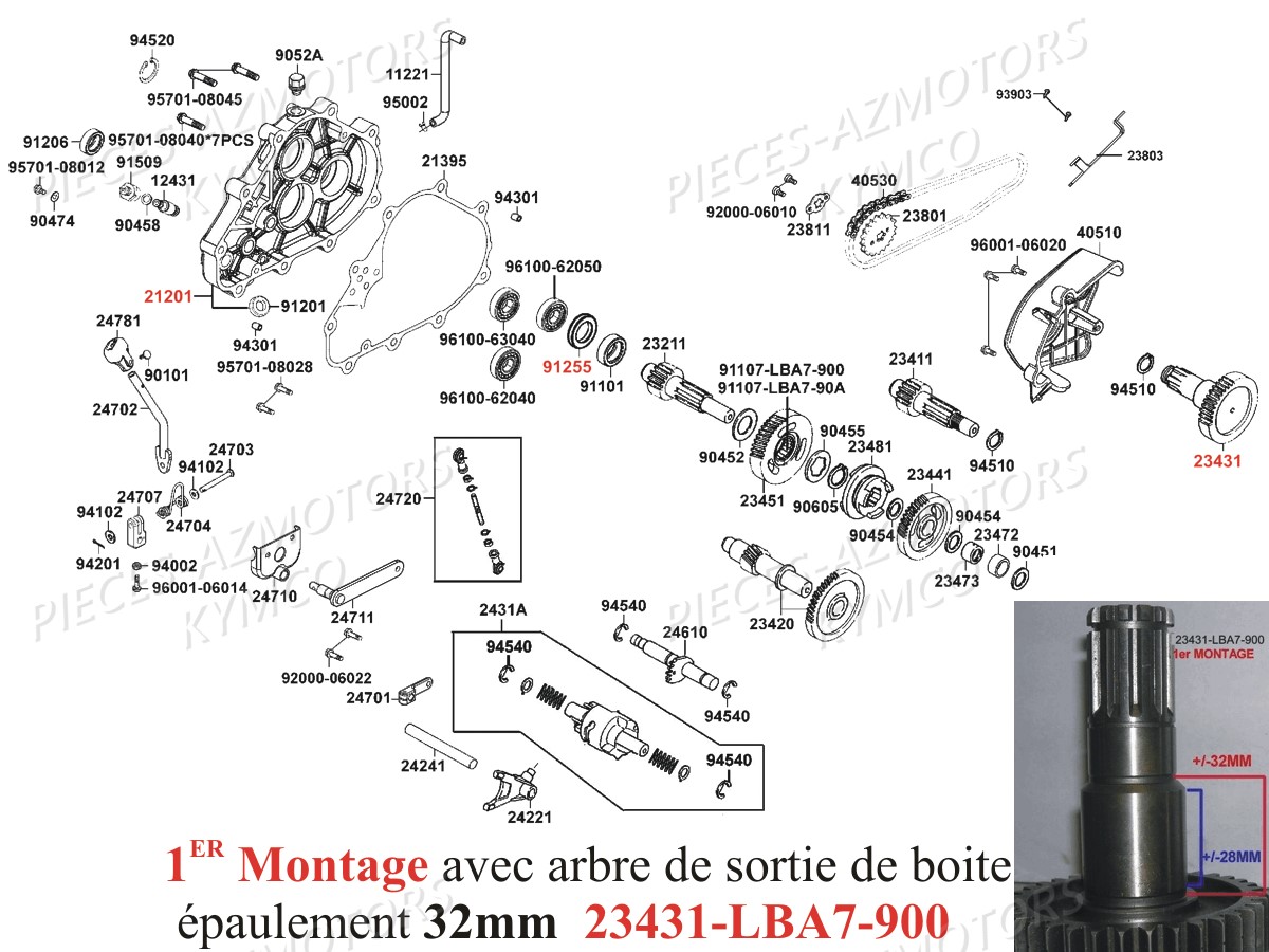 TRANSMISSION PRIMAIRE-1ER-MONTAGE pour KXR-250-MAXXER