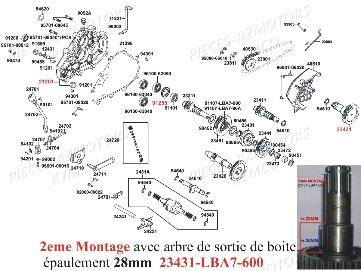 TRANSMISSION PRIMAIRE-2E-MONTAGE pour KXR-250-MAXXER