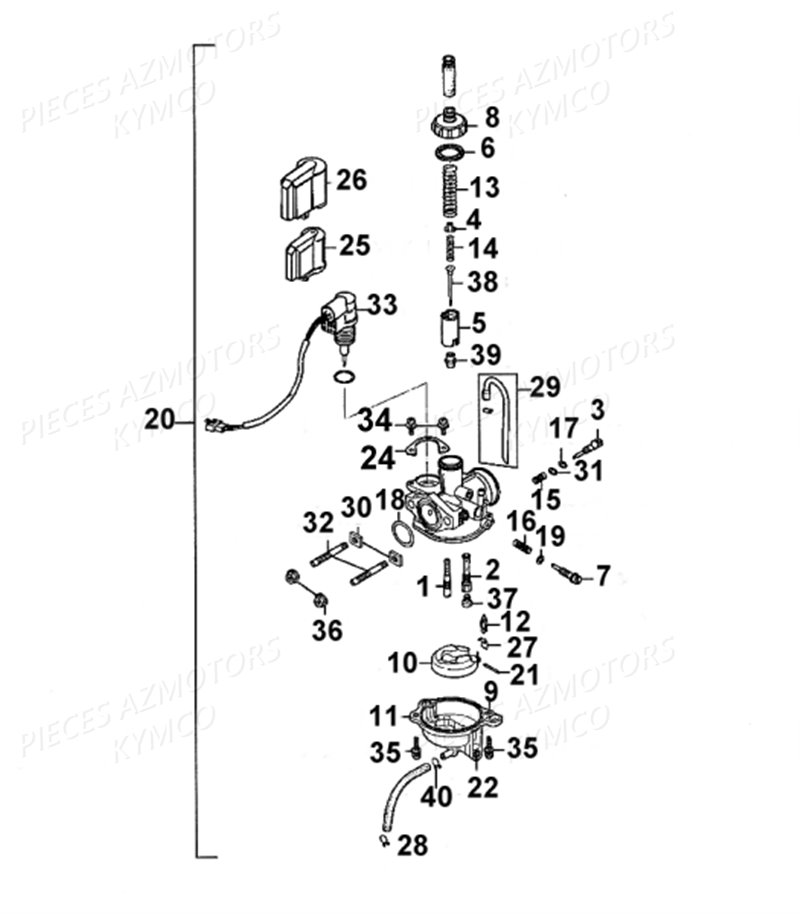 CARBURATEUR KYMCO Pièces Quad Kymco KXR/MAXXER 50