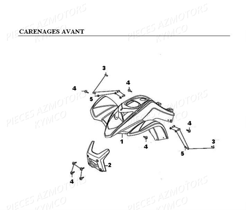 Carenages Avant KYMCO Pièces KXR 50 / MAXXER 50 2T EURO II (LA10BA/BD)