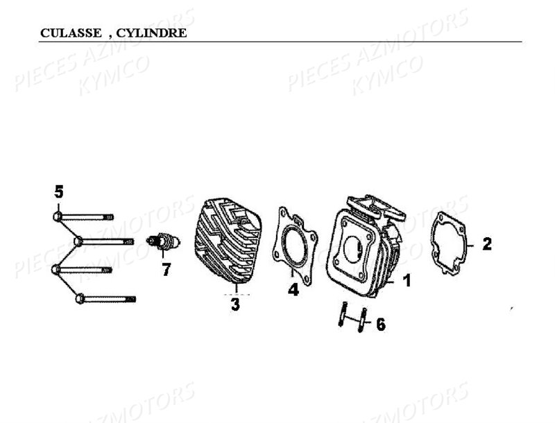 CULASSE_CYLINDRE KYMCO Pièces Quad Kymco KXR/MAXXER 50