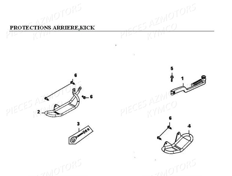 Protections Arriere Kick KYMCO Pièces KXR 50 / MAXXER 50 2T EURO II (LA10BA/BD)