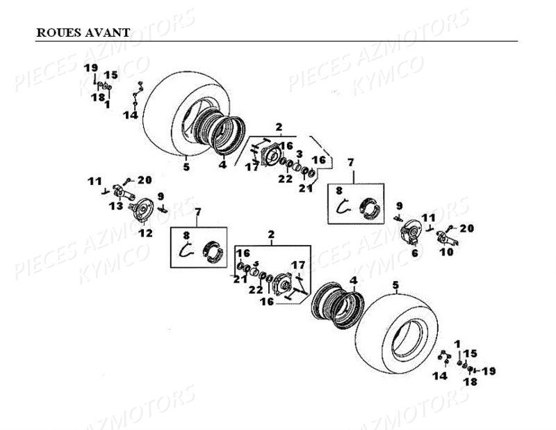 ROUE_AVANT KYMCO Pièces Quad Kymco KXR/MAXXER 50