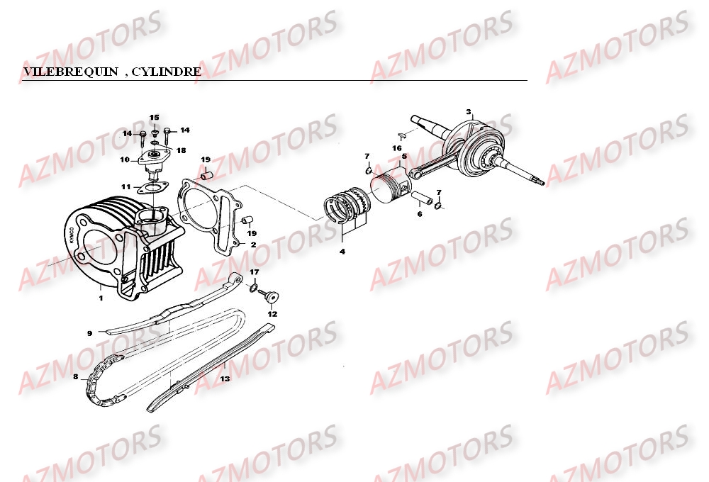 Vilebrequin   Cylindre AZMOTORS 