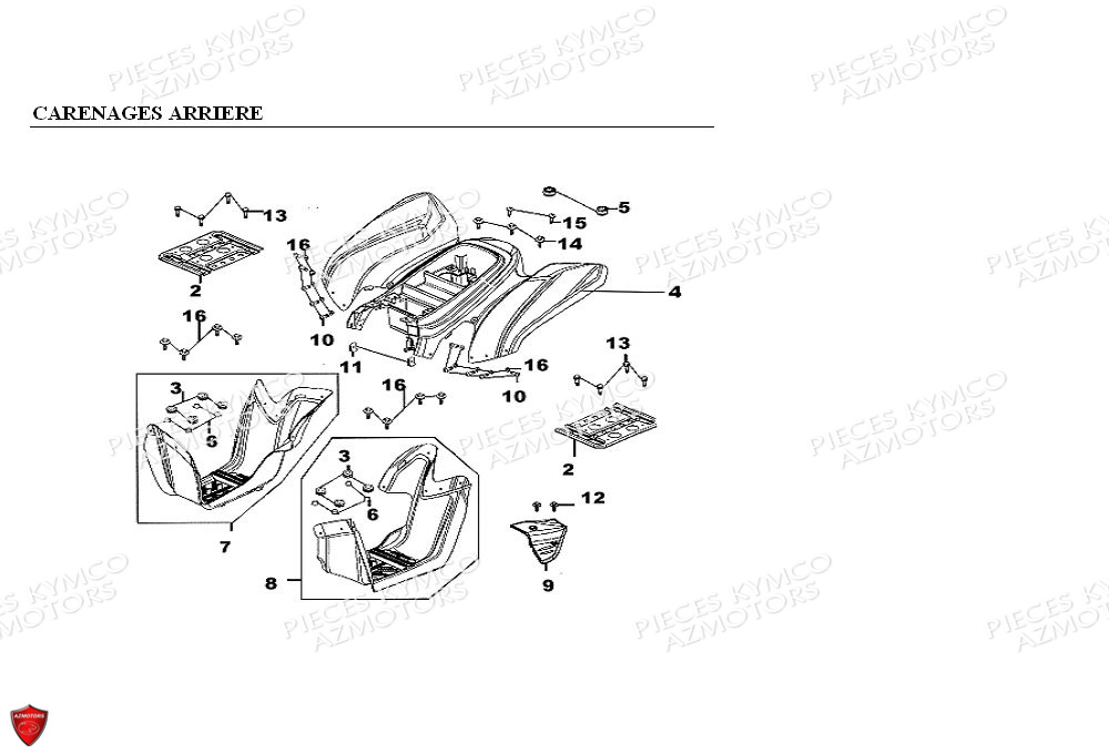 Carenages Arrieres KYMCO Pièces KXR 90 4T EURO II / MAXXER 90 4T EURO II (LB20AD)
