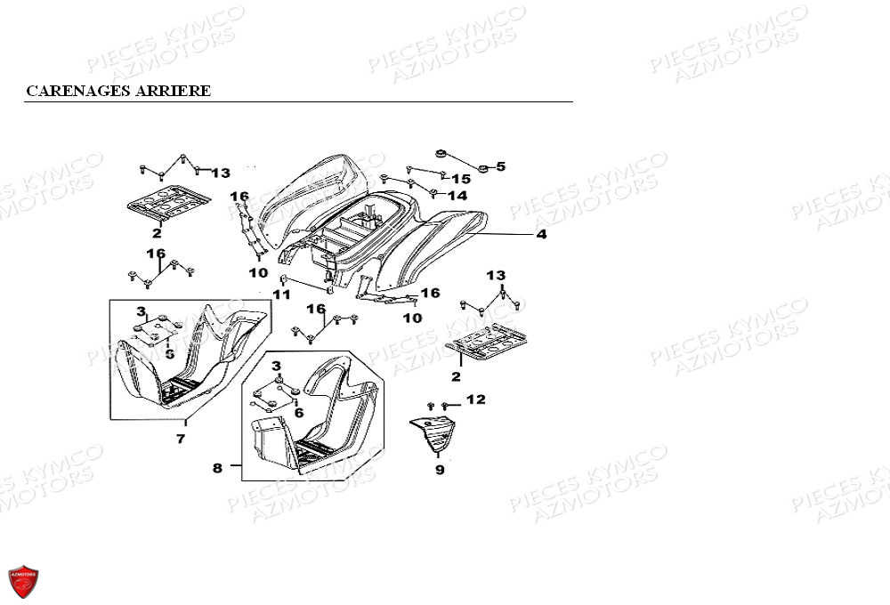CARENAGES_ARRIERES KYMCO Pièces Quad Kymco KXR/MAXXER 90