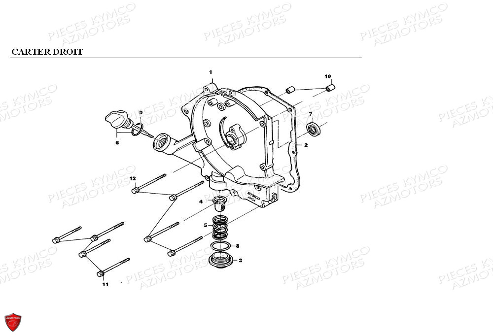 Carter Droit KYMCO Pièces KXR 90 4T EURO II / MAXXER 90 4T EURO II (LB20AD)