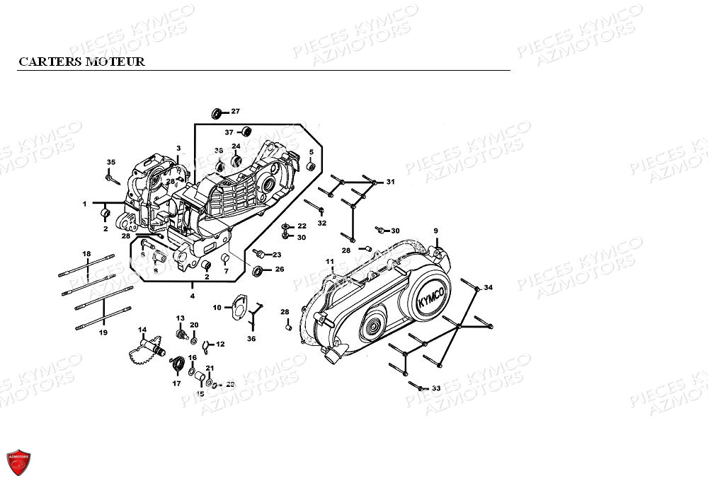 Carter Moteur KYMCO Pièces KXR 90 4T EURO II / MAXXER 90 4T EURO II (LB20AD)