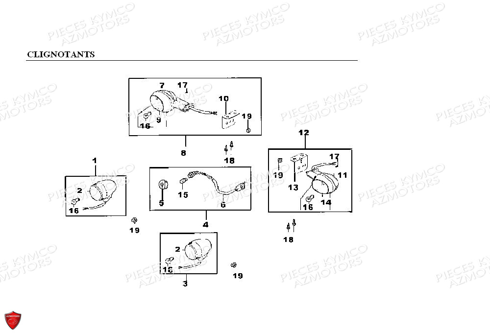 Clignotants KYMCO Pièces KXR 90 4T EURO II / MAXXER 90 4T EURO II (LB20AD)