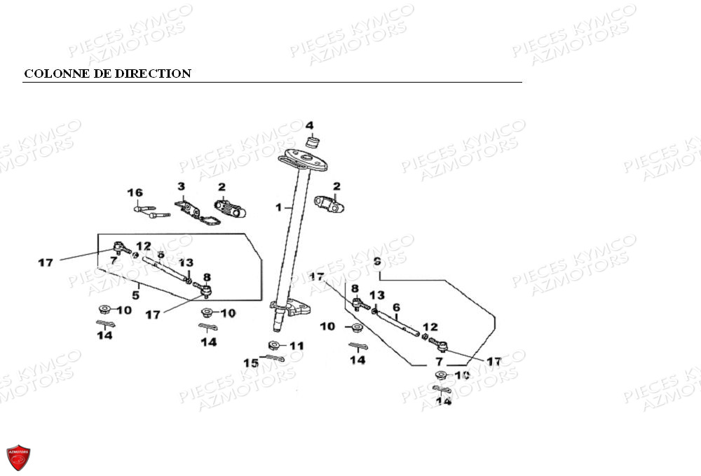 Colonne De Direction KYMCO Pièces KXR 90 4T EURO II / MAXXER 90 4T EURO II (LB20AD)