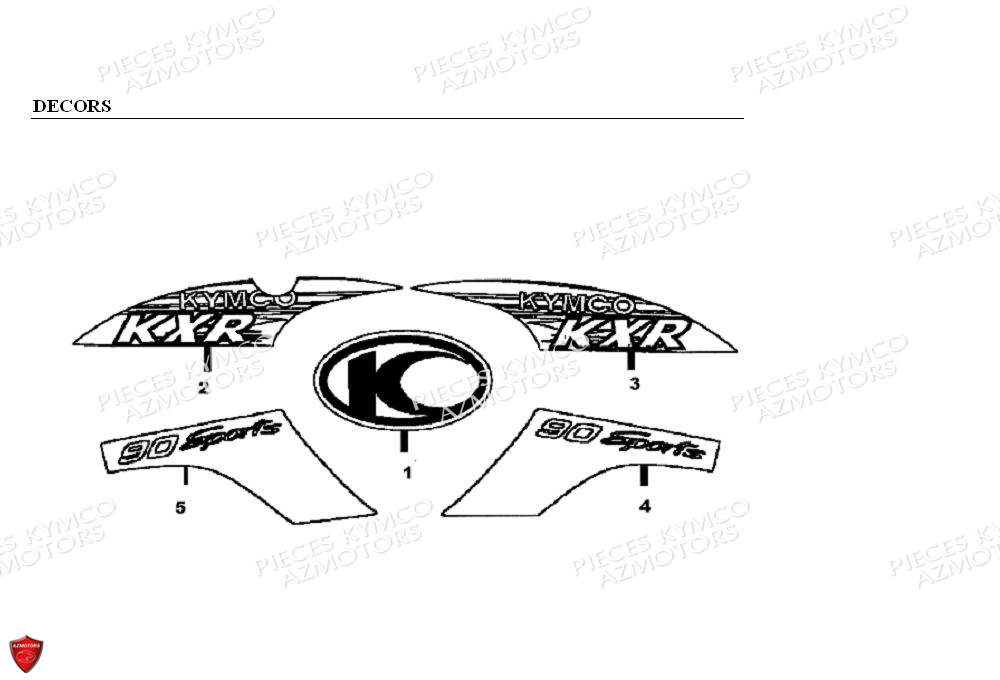 Decors Kxr KYMCO Pièces KXR 90 4T EURO II / MAXXER 90 4T EURO II (LB20AD)