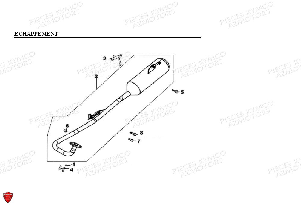 Echappement KYMCO Pièces KXR 90 4T EURO II / MAXXER 90 4T EURO II (LB20AD)